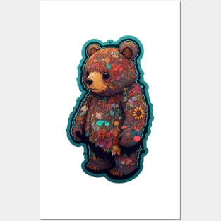 Cute Flowery Teddy Bear Posters and Art